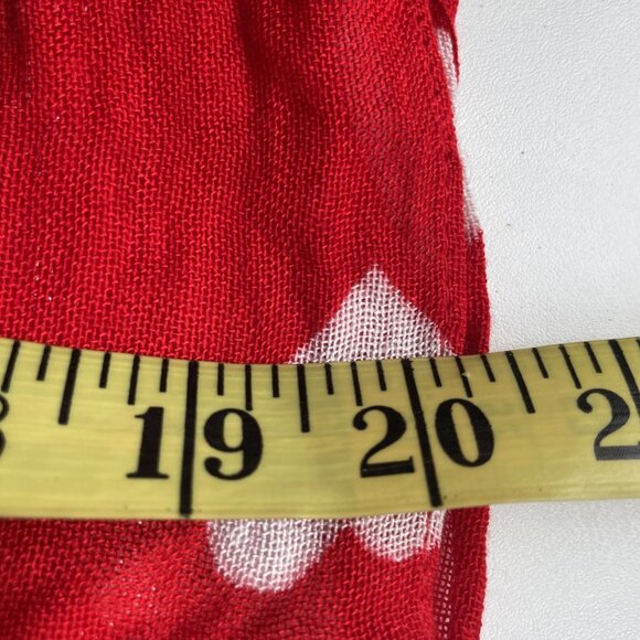 Pier 1 Imports Heart Print Scarf Red Metallic Rayon Drapey 20X72" Romance Love - Picture 7 of 7